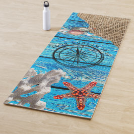 Esterilla De Yoga Starfish Rústico Nautical Blue Wood