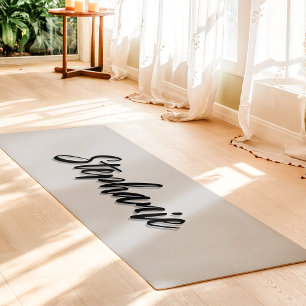 Esterilla De Yoga Suave gris y negro nombre personalizado simple