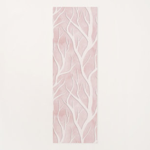 Esterilla De Yoga Suave ramas de árbol rosa y crema