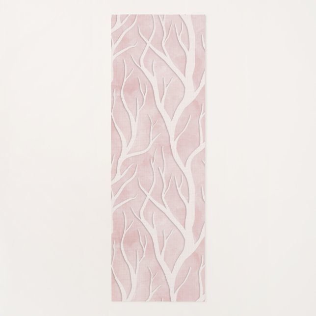 Esterilla De Yoga Suave ramas de árbol rosa y crema (Anverso)