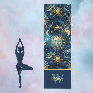 Esterilla De Yoga Sun Moon Stars Monograma Astrológico y Celestial