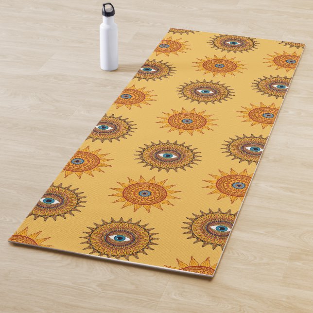 Esterilla De Yoga Sunflower Yellow Mandala Third Eye Art | Graphic (In situ)