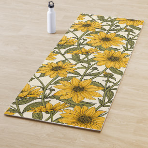 Esterilla De Yoga Sunroot, girasol salvaje en blanco roto