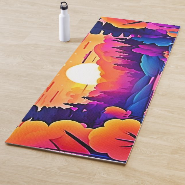 Esterilla De Yoga Sunset Lake Fantasy Art (In situ)