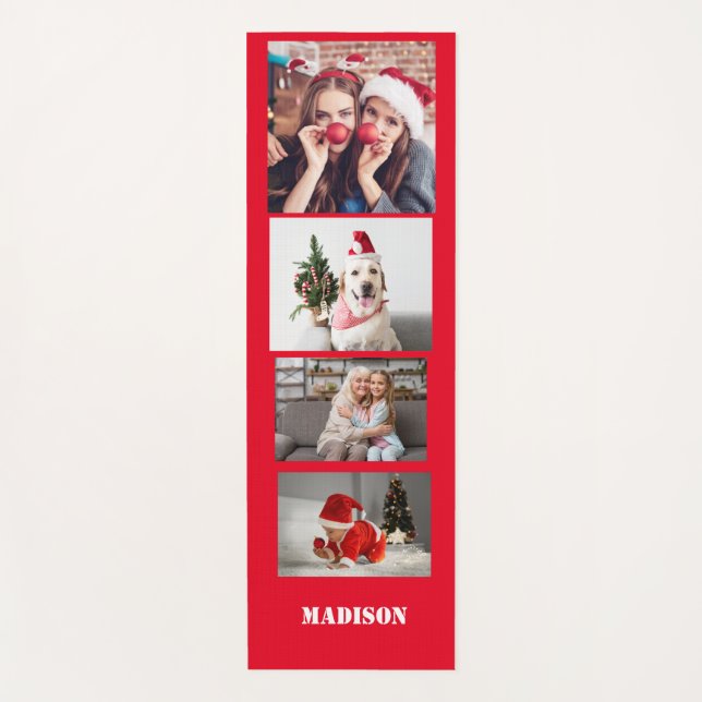 Esterilla De Yoga Sus propios 4 collages de fotos, nombre personaliz (Anverso)