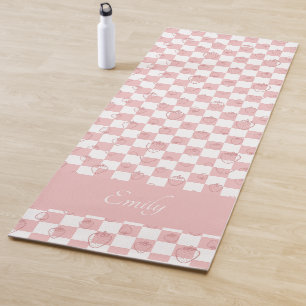 Esterilla De Yoga Tablero Groovy de fresa rosa, años 90