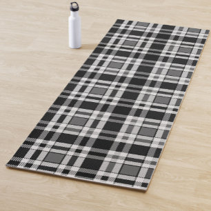 Esterilla De Yoga Tartán Tartán Tartán de plástico blanco gris negro