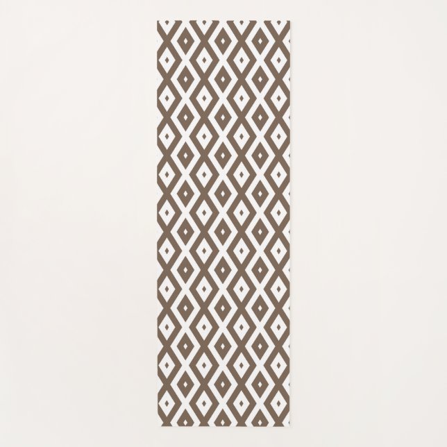 Esterilla De Yoga Taupe brown and white diamond pattern (Anverso)