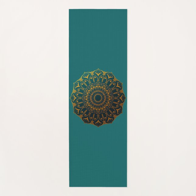 Esterilla De Yoga Teal and Gold Mandala (Anverso)