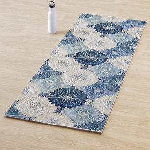 Esterilla De Yoga Tejido azul shibori tinte Japón Patrón tradicional