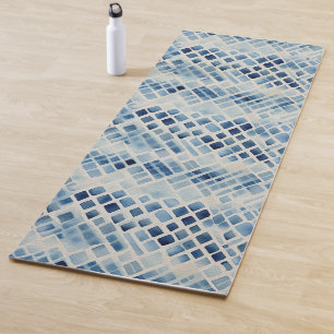 Esterilla De Yoga Tejido azul shibori tinte japonés patrón tradicion