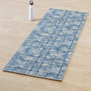 Esterilla De Yoga Tejido azul shibori tinte japonés patrón tradicion