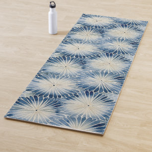 Esterilla De Yoga Tejido azul shibori tinte japonés patrón tradicion