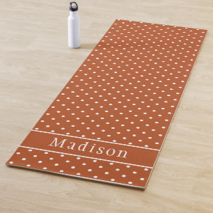 Esterilla De Yoga Terracota y lunares blancos y nombre personalizado