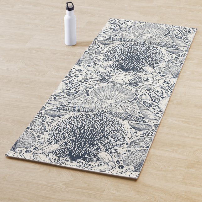 Esterilla De Yoga Tesoros de playa, conchas marinas, cangrejos, cora (In situ)