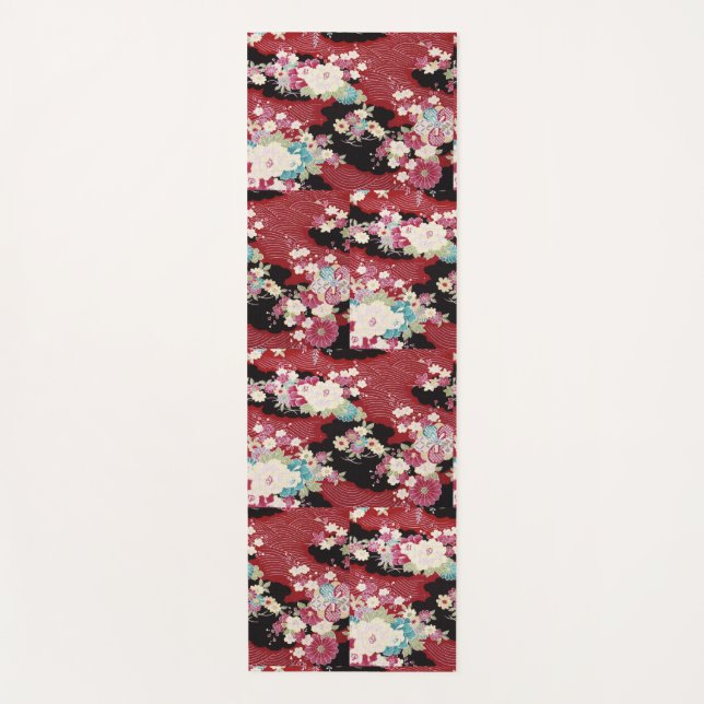 Esterilla De Yoga Textil japonés de KIMONO, patrón florete (Anverso)