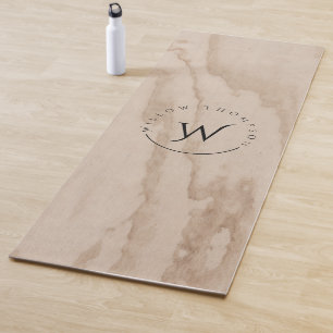 Esterilla De Yoga Textura de madera rústica monogramada guión elegan