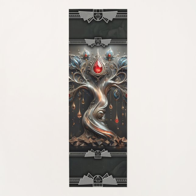 Esterilla De Yoga  The Art Deco Tree of Life design.  (Anverso)