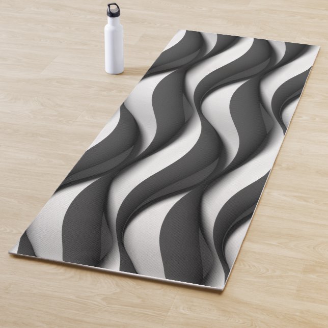 Esterilla De Yoga Three Dimensional Black and White Wave Pattern (In situ)