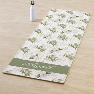 Esterilla De Yoga Timeless Sage Oliva Nombre en Acuarela 
