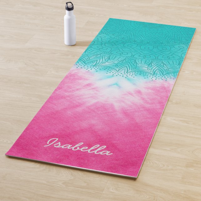 Esterilla De Yoga Tinta rosa y azul con estilo Mandala Sway (In situ)