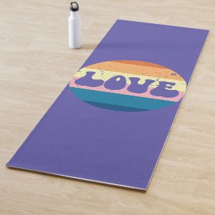 Esterilla De Yoga Tipografía De Amor Retro En Estrellas De Amanecer