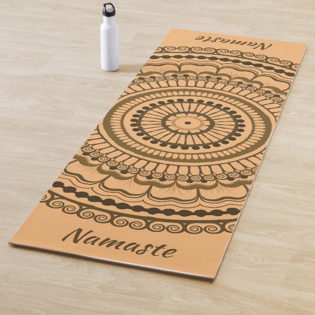 Esterilla De Yoga Tones de tierra marrón Mehndi Henna Mandala (In situ)