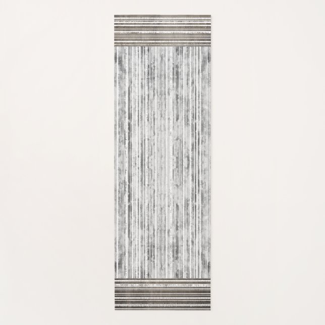 Esterilla De Yoga Tonos de mármol gris y patrón de rayas (Anverso)