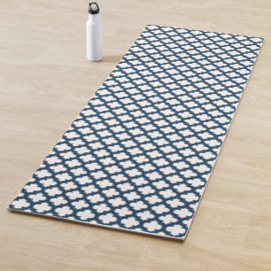 Esterilla De Yoga Trellis azul blanco y naval, Entramado, Quatrefoil