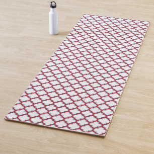 Esterilla De Yoga Trellis blanca y roja, Entramado, Quatrefoil