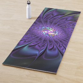 Esterilla De Yoga Trendy Colorful Modern Abstract Fractal Flower