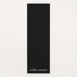 Esterilla De Yoga Trendy Monogram Modern Black Script Name Art