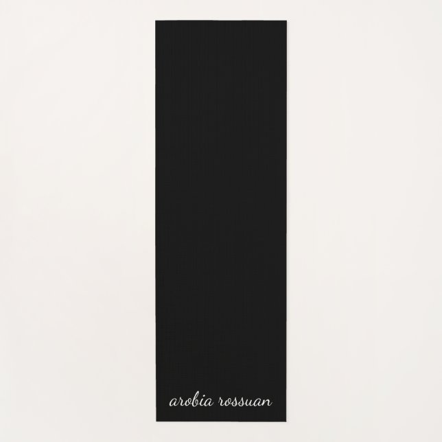 Esterilla De Yoga Trendy Monogram Modern Black Script Name Art (Anverso)