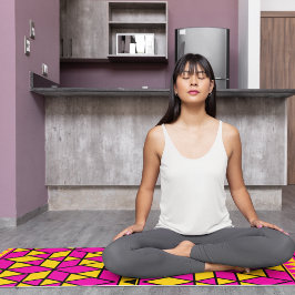Esterilla De Yoga triángulos amarillos rosados