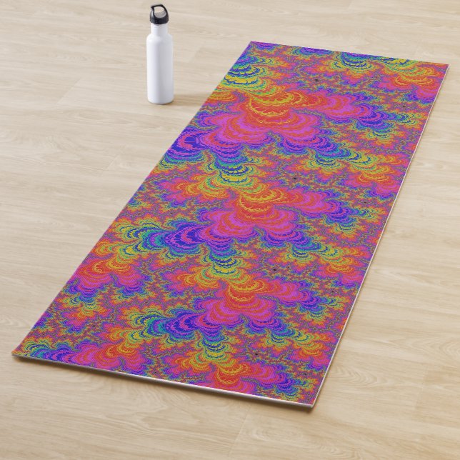 Esterilla De Yoga Trippy Funky Audaz Vibrante Arcoíris Abstracto Fra (In situ)