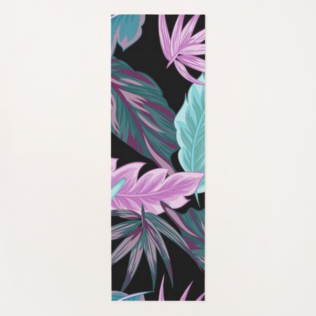 Esterilla De Yoga Tropical Purple & Teal Botanical Leaves  (Anverso)