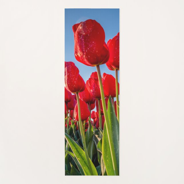 Esterilla De Yoga Tulipanes rojos en flor (Anverso)