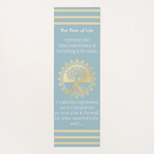 Esterilla De Yoga Typografía Árbol de vida azul y yoga dorado