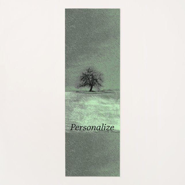 Esterilla De Yoga Un árbol solitario en negro y verde con tu nombre (Anverso)