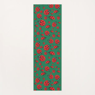 Esterilla De Yoga Un montón de Red Ladybugs Lucky Pattern Green