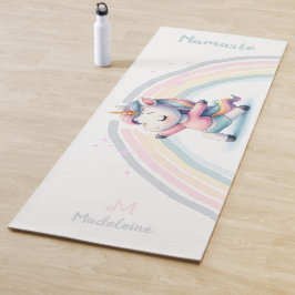 Esterilla De Yoga Unicorn Namaste Yoga Cute Diversión Pastel Nombre 