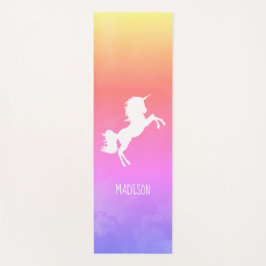 Esterilla De Yoga Unicornio de nubes de arcoiris rosadas personaliza