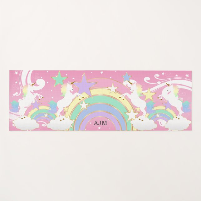 Esterilla De Yoga Unicornio rosa arcoiris personalizado (Anverso (horizontal))