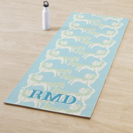 Esterilla De Yoga Vals de Perro Foo en Verde y Aqua Personalizado