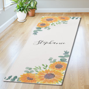 Esterilla De Yoga Verde de eucalipto de girasol personalizado