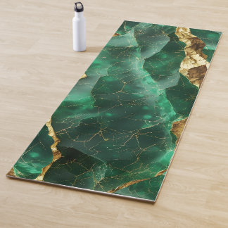 Esterilla De Yoga Verde Esmeralda Dorado Textura Elegante