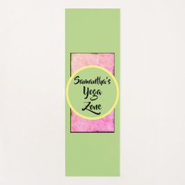 Esterilla De Yoga Verde geométrico rosa nombre acuarela