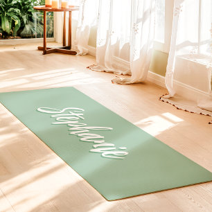 Esterilla De Yoga Verde menta polvoriento nombre personalizado simpl