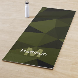 Esterilla De Yoga Verde oscuro del ejército negro geometría malla Mo