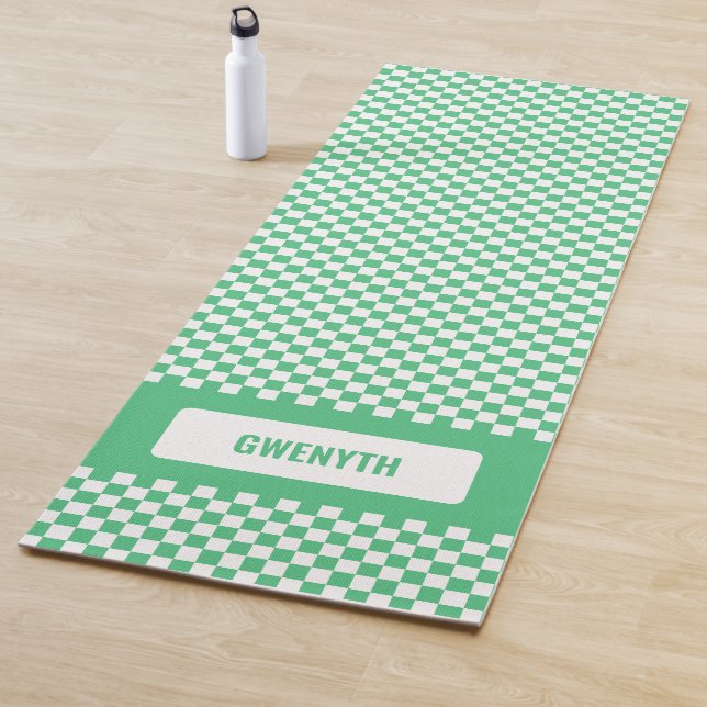 Esterilla De Yoga Verde retro personalizado de un solo lado (In situ)